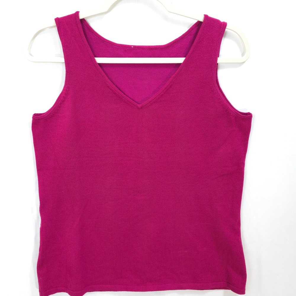 White Stag Knit Tank Women M V-Neck Magenta‎ Classic Chic Layering Sweater